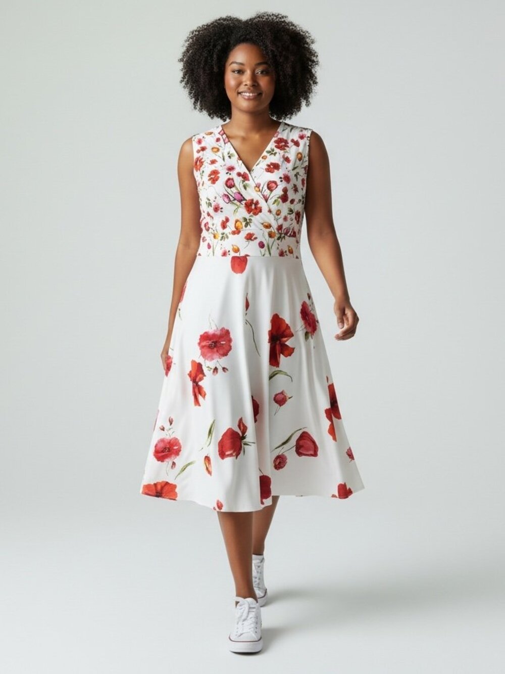 Danny & Nicole Dress Womens 16 White Floral Sleeveless Pockets NWT